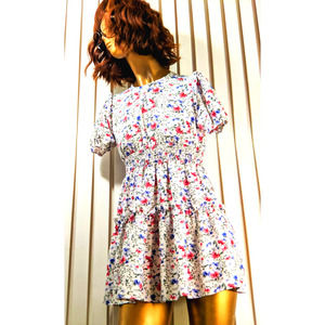 Womens Shein Floral Flared Multicolor Mini Spring Summer Dress Size XS